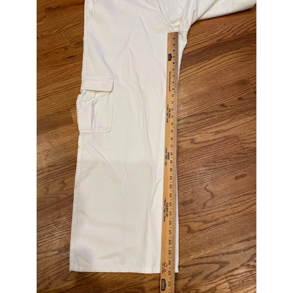 Levi's Womens Superlow Loose Cargo Pants 34x32 White Straight Leg NWT Baggy Punk - Picture 6 of 7